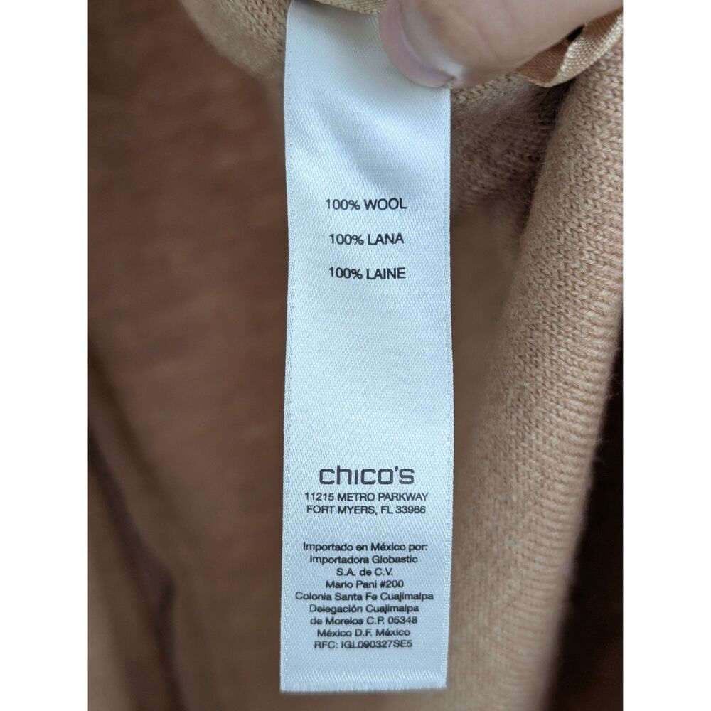Chico's Wool Sleeveless Wrap Longline Duster Tan Cardigan Sz Chico's 2/L - Picture 10 of 16
